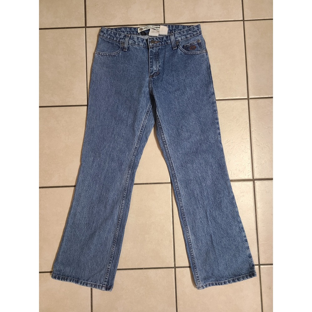 Harley-Davidson Jeans Women 4 Petite Blue Excellent Bootcut Embroidered Logo
